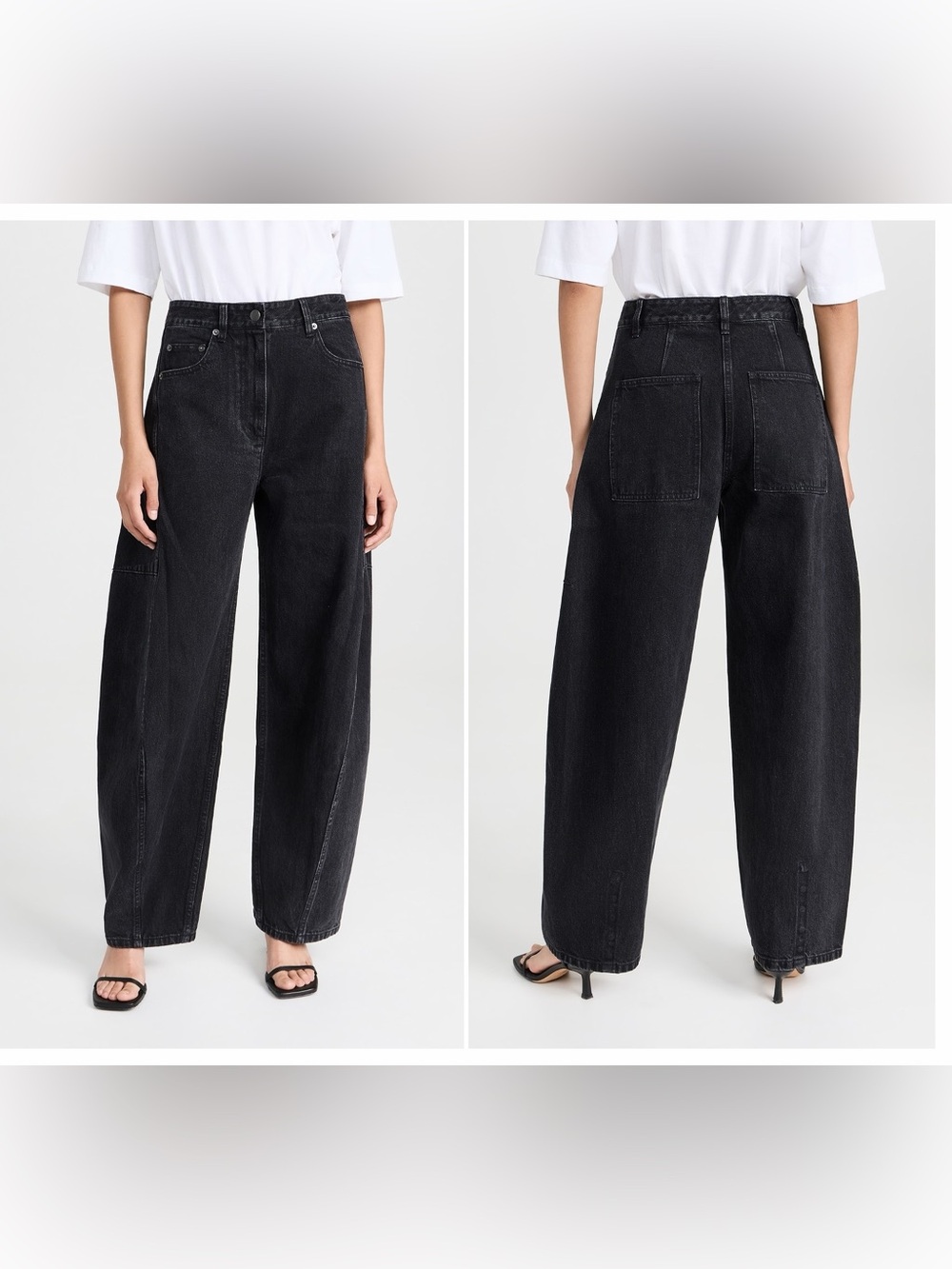 Tibi Sid Jeans in Black Balloon Leg vs Snap